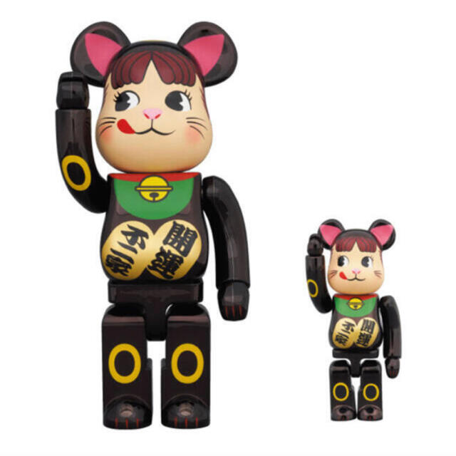 BE@RBRICK 招き猫 ペコちゃん 黒メッキ 100％ ＆ 400％