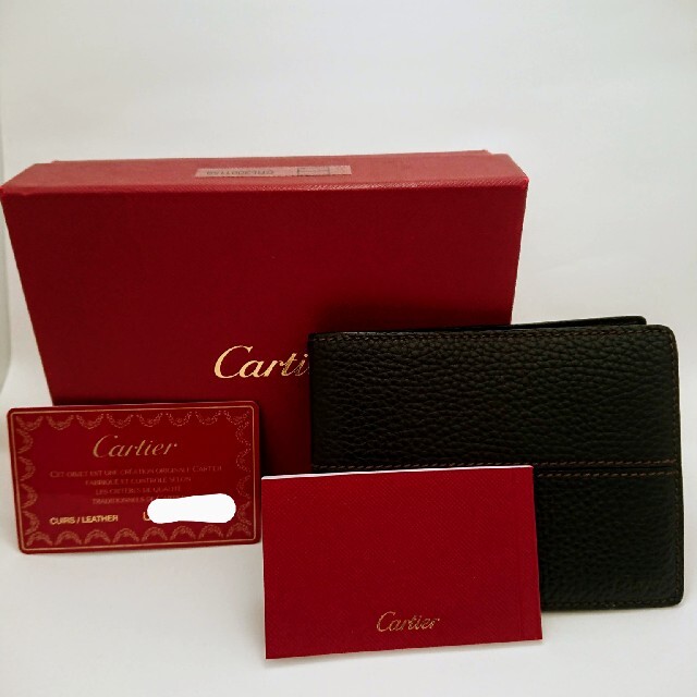 Cartier(カルティエ)の【Ａ様専用】Cartier サドルステッチ 2つ折財布 レザー ダークブラウン  メンズのファッション小物(折り財布)の商品写真