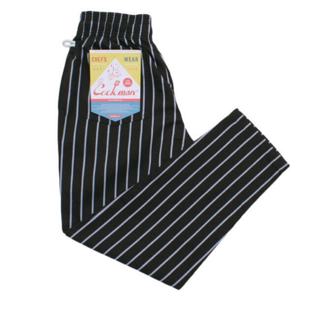 人気の春夏 cookman シェフパンツ ストライプ M ランキング第1位 ブラック 美品