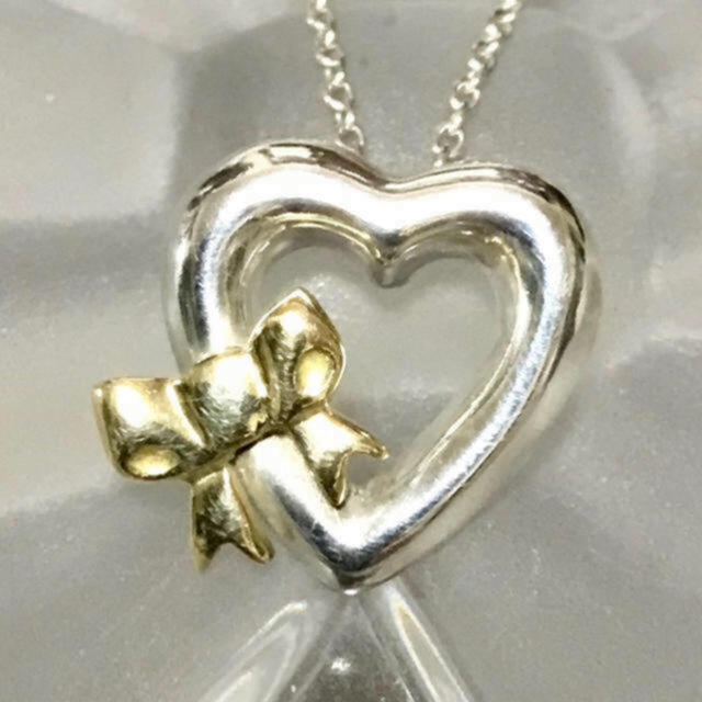 ヴィンテージ ティファニー ハート&リボン 18k コンビ ネックレス