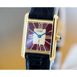 カルティエ(Cartier)の美品 カルティエ マスト タンク ゴールドローマン レッド SM Cartier(腕時計)