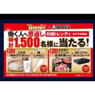 日経トレンディ ボス 応募券 応募はがき サントリー BOSS TRENDY(ノベルティグッズ)