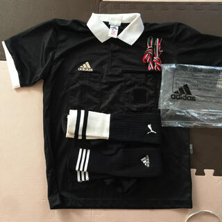 アディダス(adidas)のサッカー 審判シャツ上と、ソックス二枚組、イタリアカラー靴紐(その他)