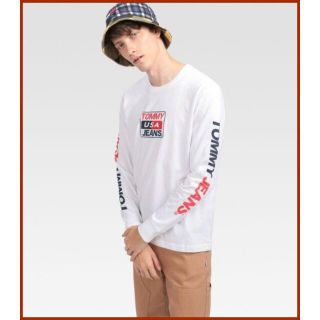 トミーヒルフィガー(TOMMY HILFIGER)のボックスロゴロングスリーブTシャツ　ホワイトM TOMMY HILFIGER(Tシャツ/カットソー(七分/長袖))