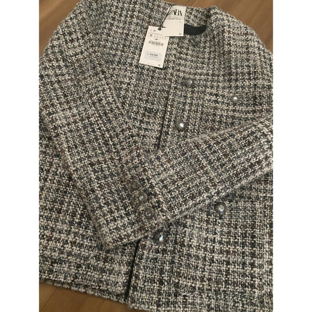 ZARA ノーカラーツイードジャケット