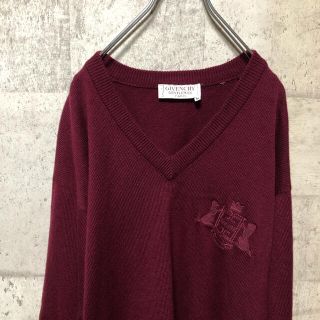 ジバンシィ(GIVENCHY)のGIVENCHY 刺繍ニットセーター　oldジバンシィ　バーガンディ(ニット/セーター)