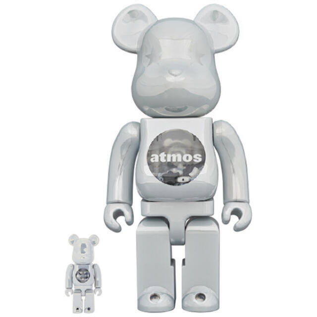 BE@RBRICK atmos WHITE CHROME 100％、400％