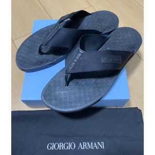 ジョルジオアルマーニ(Giorgio Armani)の保存袋付き【良品】ジョルジオ・アルマーニ　サンダル 黒　本革 x PVC(サンダル)