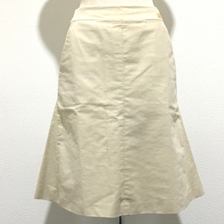 シャネル(CHANEL)のシャネル CHANEL 01A AH951 スクエアロゴ ポケット ボトムス 台形スカート 膝丈 スカート コットン ベージュ ベージュ(ひざ丈スカート)