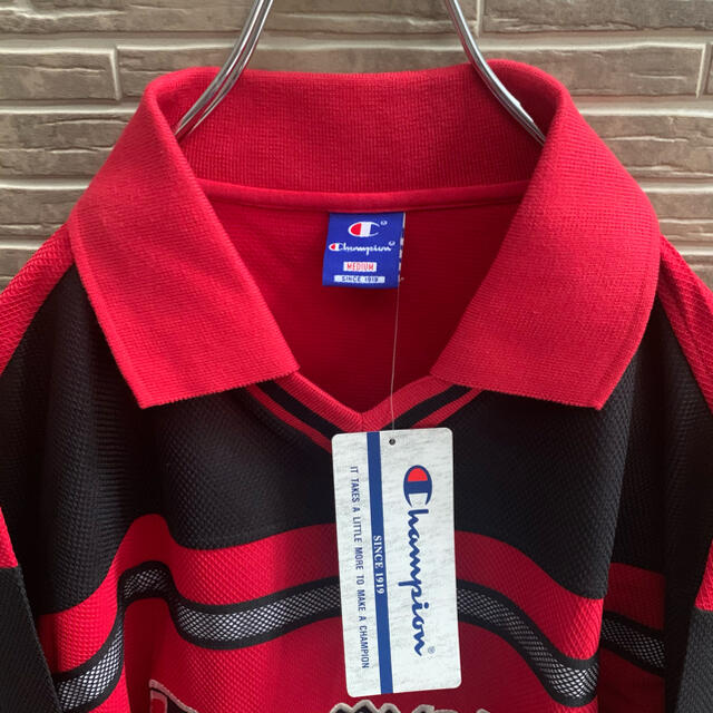 Champion(チャンピオン)の【新品】チャンピオン L相当 長袖ポロシャツ ビッグ刺繍ロゴ ゆるだぼ デッド メンズのトップス(ポロシャツ)の商品写真