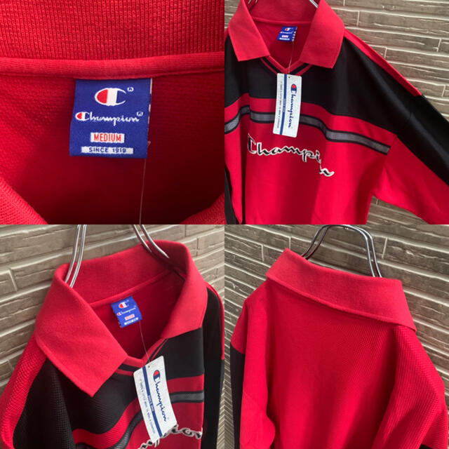 Champion(チャンピオン)の【新品】チャンピオン L相当 長袖ポロシャツ ビッグ刺繍ロゴ ゆるだぼ デッド メンズのトップス(ポロシャツ)の商品写真