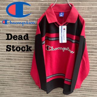 チャンピオン(Champion)の【新品】チャンピオン L相当 長袖ポロシャツ ビッグ刺繍ロゴ ゆるだぼ デッド(ポロシャツ)