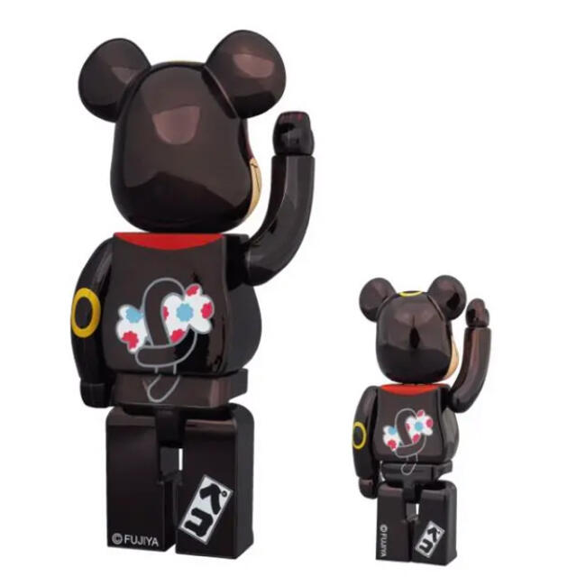 BE@RBRICK 招き猫 ペコちゃん 黒メッキ 100％ ＆ 400％