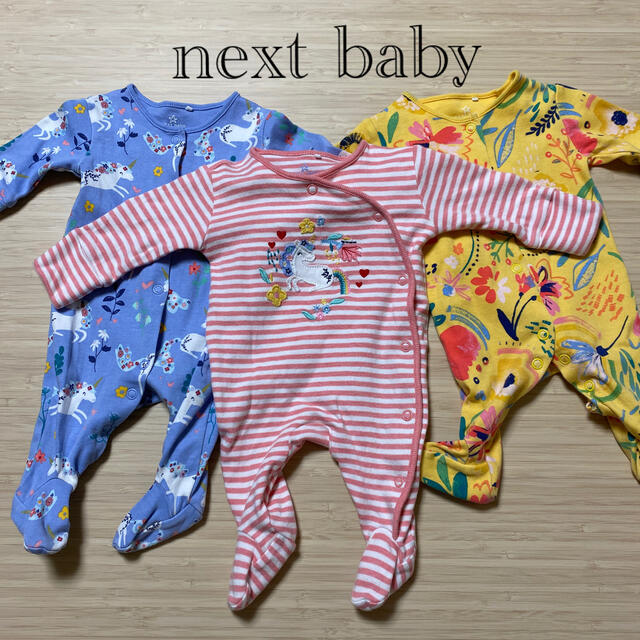 NEXT(ネクスト)のnext baby   ユニコーン　ロンパース　3枚セット キッズ/ベビー/マタニティのベビー服(~85cm)(ロンパース)の商品写真