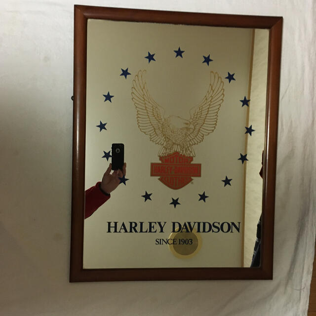 Harley Davidson(ハーレーダビッドソン)のハーレーダビッドソン　鏡　壁掛け インテリア/住まい/日用品のインテリア小物(壁掛けミラー)の商品写真