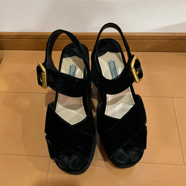 PRADA サンダル 37ハーフ ブラック