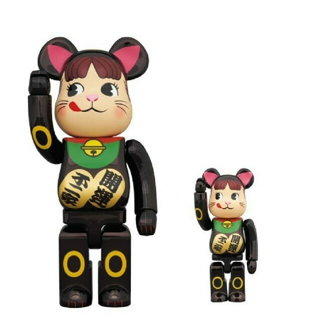 BE@RBRICK 招き猫 ポコちゃん 黒 400％ ベアブリック ペコちゃん www