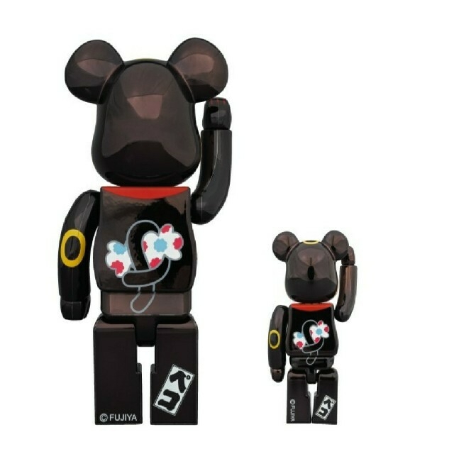 MEDICOM TOY(メディコムトイ)のベアブリック 招き猫 黒メッキ ペコちゃん 400%&100% BE@RBRIC ハンドメイドのおもちゃ(フィギュア)の商品写真