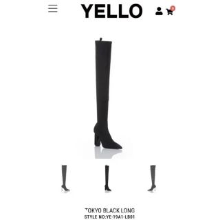 yello イエロー ロングブーツ ニーハイ TOKYO BLACK L- yellow black ニーハイブーツ