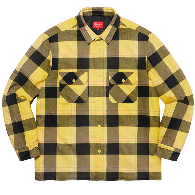 トップスSupreme Quilted Flannel Shirt XL Yellow