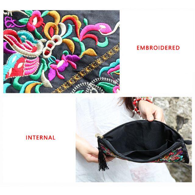 アジアンハンドメイド　エスニック刺繍ポーチ　バリ島　インド　チャクラ　雑貨　小物 レディースのバッグ(クラッチバッグ)の商品写真