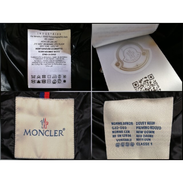 MONCLER(モンクレール)のモンクレール モンジュネーブル 黒 ブラック サイズ1 ダウンジャケット メンズのジャケット/アウター(ダウンジャケット)の商品写真