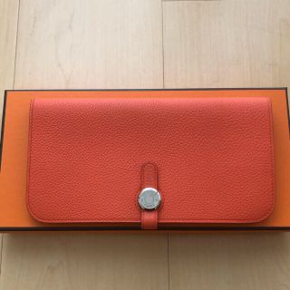 HERMES ドゴン♡レクトヴェルソ　オレンジ×ピンク　バイカラー長財布(財布)