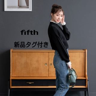 フィフス(fifth)のfifth レースドッキングボリュームスリーブニット　ブラックMサイズ(ニット/セーター)