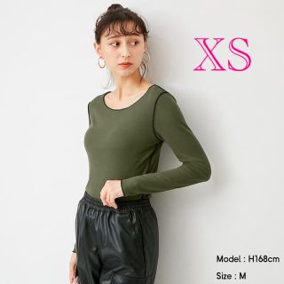 ジーユー(GU)のGU/ジーユー 超大型店限定 カラーステッチタイトT オリーブ カーキ XS(Tシャツ(長袖/七分))