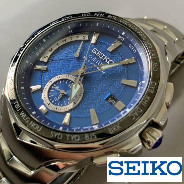 【美品】セイコー上級コーチュラ 電波ソーラー SEIKO 逆輸入腕時計★メンズ