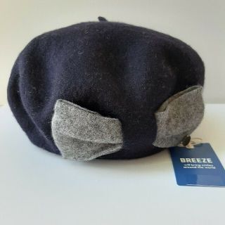 ブリーズ(BREEZE)の【新品】リボンベレー帽(ネイビー) BREEZE  size:50(帽子)