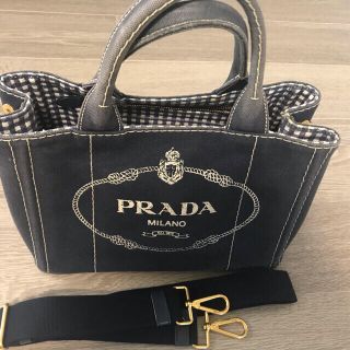 プラダ(PRADA)のプラダ　カナパトート　美品　ギンガムチェック(ハンドバッグ)