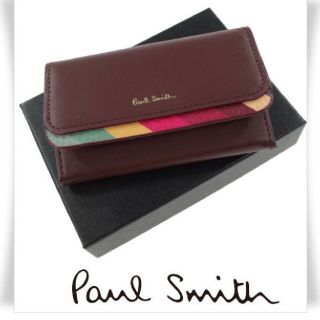 ポールスミス(Paul Smith)のPaul Smith 箱付き 牛革 二つ折り 名刺入れ スワールトリム(名刺入れ/定期入れ)