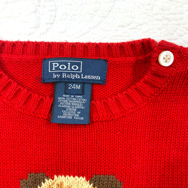 POLO RALPH LAUREN(ポロラルフローレン)の【美品】ポロラルフローレン　ガールズ90-100  赤ベア　セーター キッズ/ベビー/マタニティのキッズ服女の子用(90cm~)(ニット)の商品写真