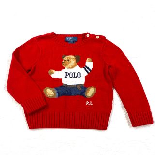 【美品】ポロラルフローレン ガールズ90-100 赤ベア セーター