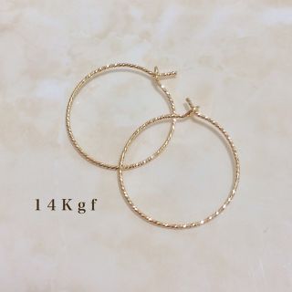 14Kgf／K14gfビッググリッターフープピアス／ビッグフープピアス 4.5㎝(ピアス)