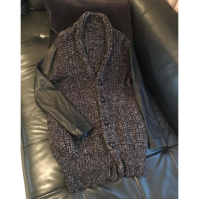 ALEXANDER WANG (アレキサンダーワン) 袖レザーニットジャケット 【再