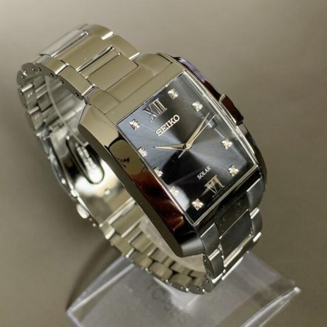 【新品】豪華ダイヤモンド9石★セイコー SEIKO ソーラー メンズ腕時計