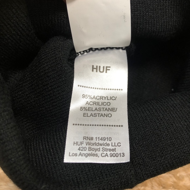 HUF(ハフ)のHUF ニット帽　メンズ　黒　ストリート　ブラック メンズの帽子(ニット帽/ビーニー)の商品写真