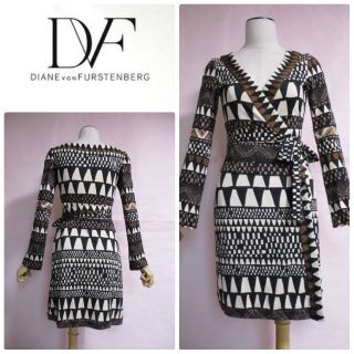 ダイアンフォンファステンバーグ(DIANE von FURSTENBERG)の【ダイアンフォンファステンバーグ】幾何学柄ラップワンピース☆チュニックストレッチ(ミニワンピース)