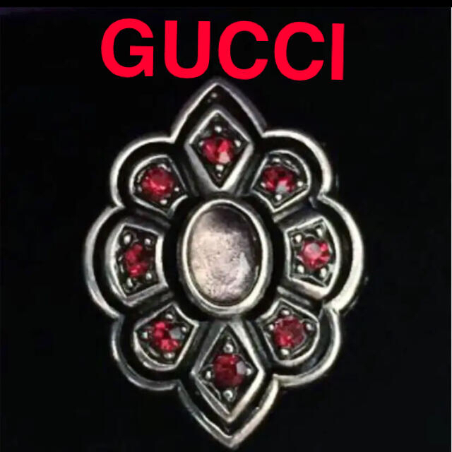 Gucci(グッチ)の☆美品☆【GUCCI グッチ】ダスティーピンク レッド ストーン　シルバーリング メンズのアクセサリー(リング(指輪))の商品写真