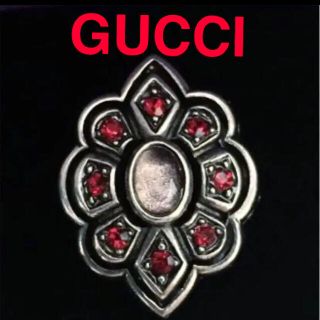 グッチ(Gucci)の☆美品☆【GUCCI グッチ】ダスティーピンク レッド ストーン　シルバーリング(リング(指輪))