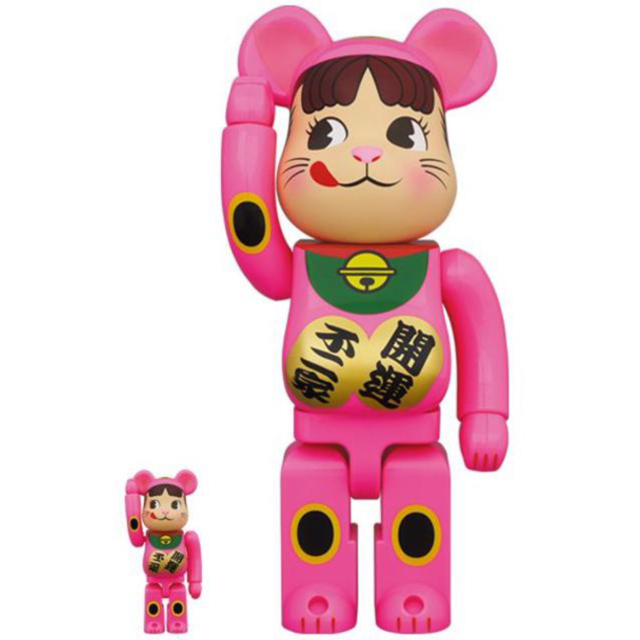 新品 BE@RBRICK 招き猫 ペコちゃん 蛍光ピンク 100% 400%