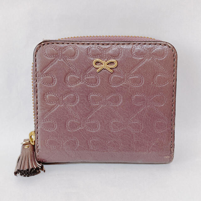 ANYA HINDMARCH(アニヤハインドマーチ)の【アニヤ 財布】二つ折り リボン アニヤハインドマーチ 可愛い ピンク 正規品 レディースのファッション小物(財布)の商品写真