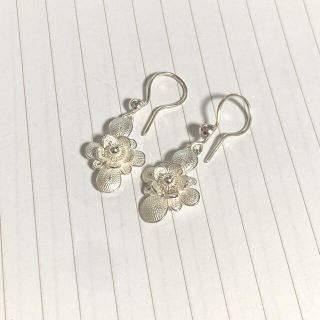 未使用 スペイン ピアス 銀細工 民芸品 民藝品 925 シルバー(ピアス)