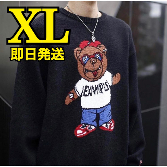 EXAMPLE BB BEAR KNIT SWEATER BLACK【XL】