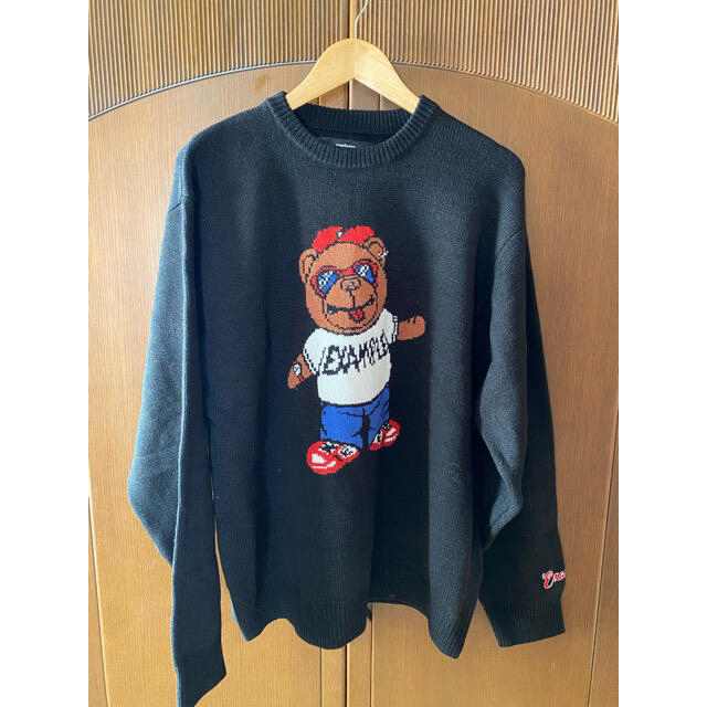 EXAMPLE BB BEAR KNIT SWEATER BLACK【XL】