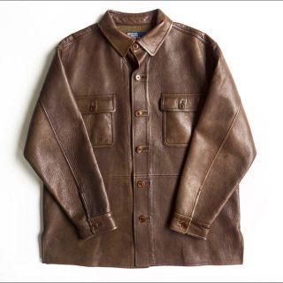 ポロラルフローレン(POLO RALPH LAUREN)のOLD ポロラルフローレン ディアスキン レザーカバーオール 裏地カシミヤ L(レザージャケット)