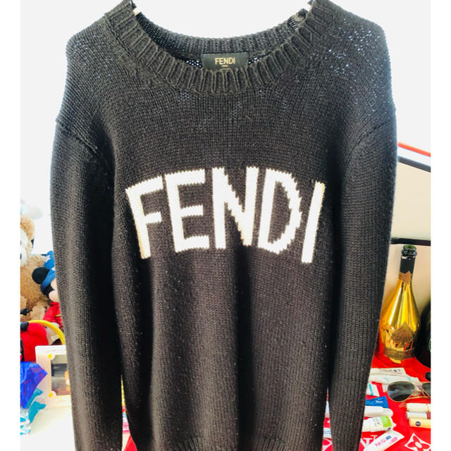 FENDI ロゴインターシャ ウールセータートップス