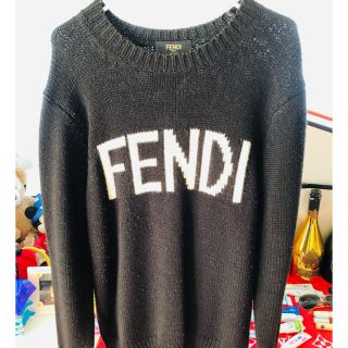 フェンディ(FENDI)のFENDI ロゴインターシャ ウールセーター(ニット/セーター)